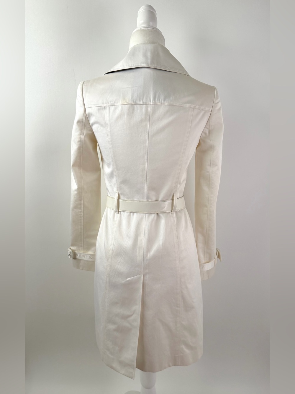 BURBERRY | Brit White Slim Fit Double Breasted Belted Trench Coat US 2 UK 4 - Picture 4 of 16